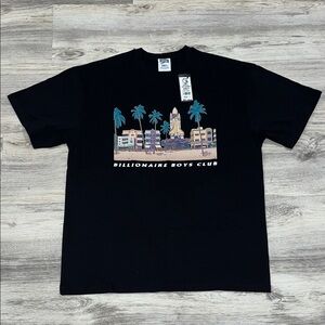 Men’s Billionaire Boys Club Black Tee with Cityscape Design